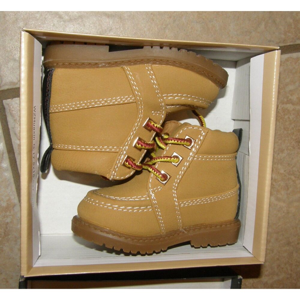 NEW Toddler Sz 3 Wheat Brown Lace Up Faux Leather Hiking Boots MOUNTAIN CREEK